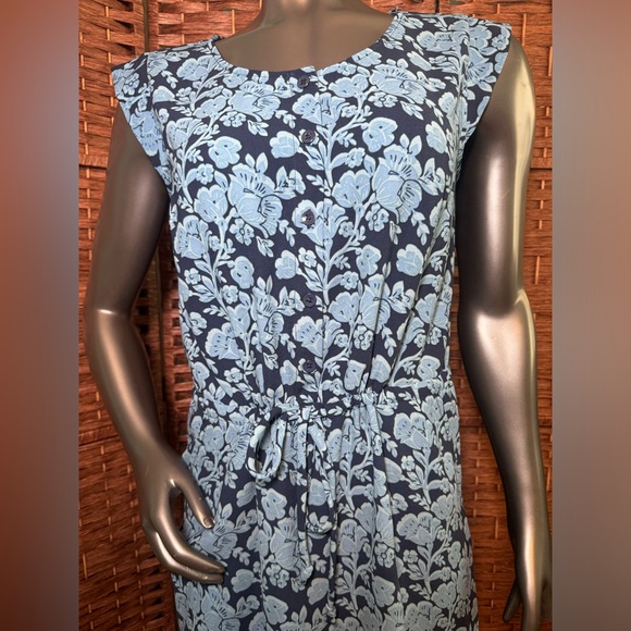 Cabi Small Blue Floral Dress Drawstring Waist Pockets Spring Summer Vacation - Picture 5 of 12